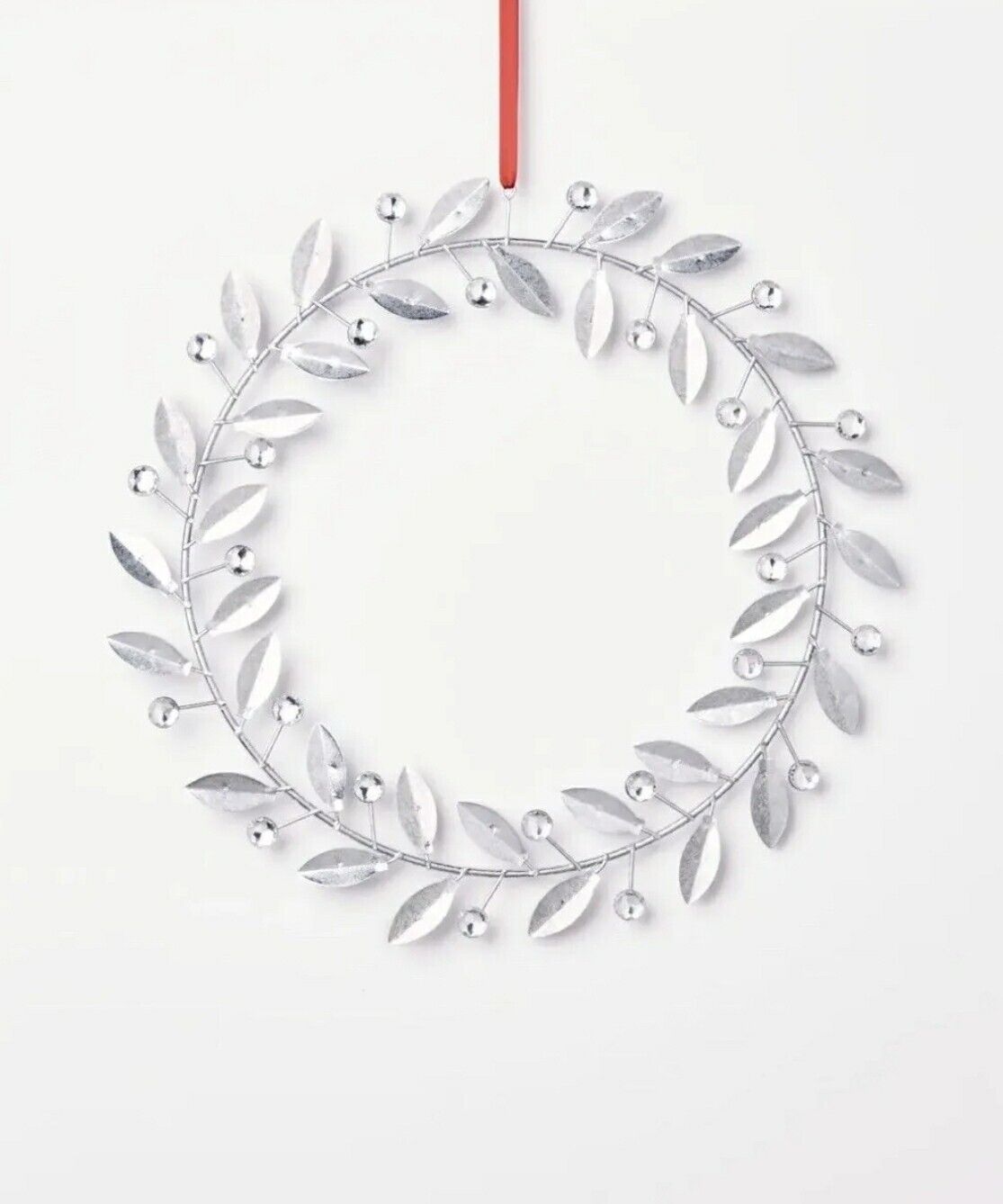 Holiday Lane Shimmer and Light Iron Leaves & Jewels Wreath Wall Decoration, S...