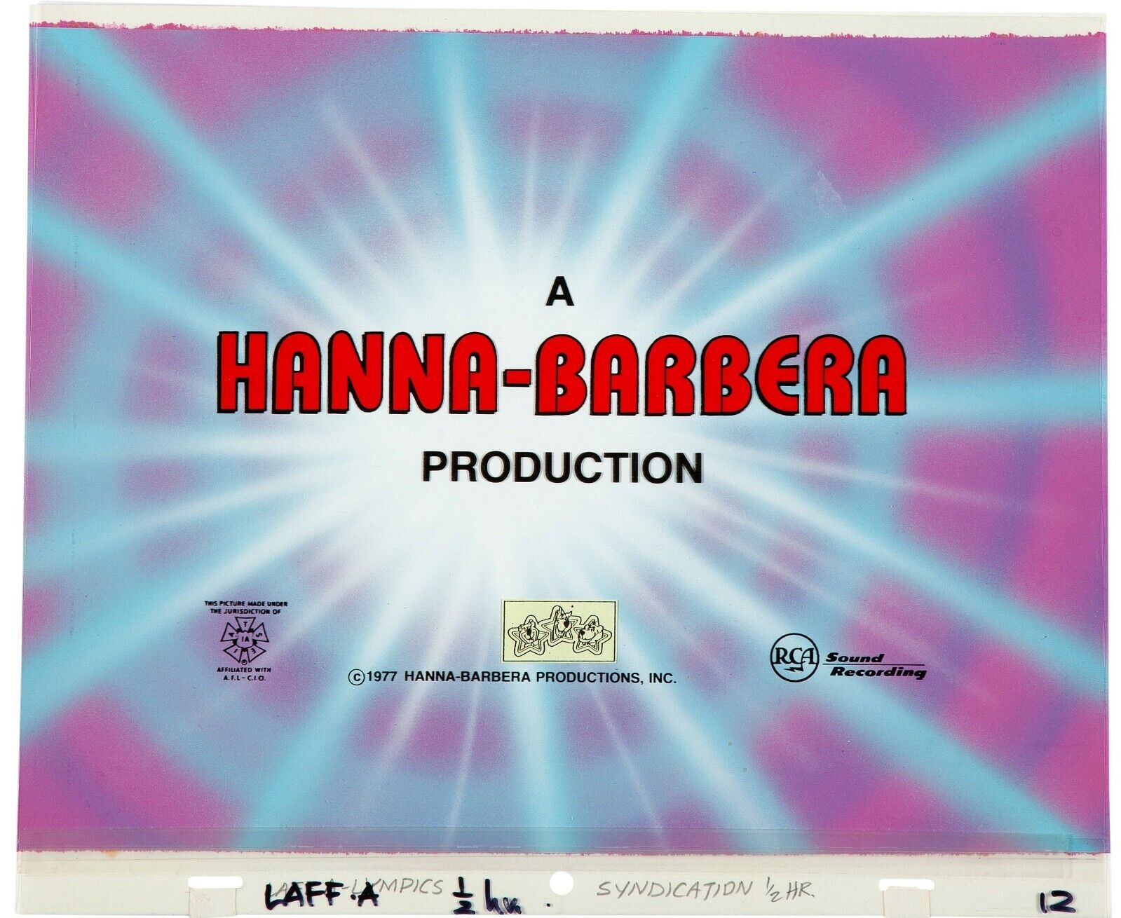 Laff-A-Lympics (1977) Production Cel & Key Background Main Title Hanna Barbera