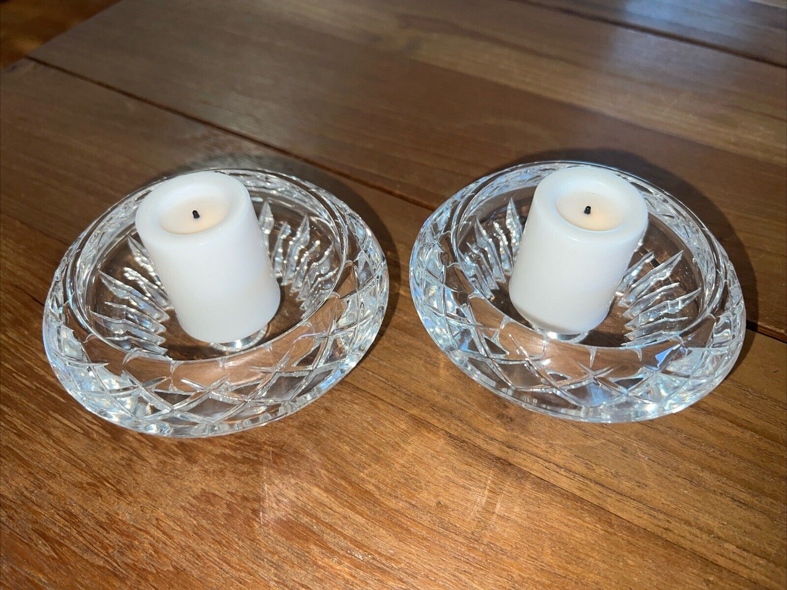 Pair Vintage Princess  House Highlights Heavy Crystal Glass Candle Holders