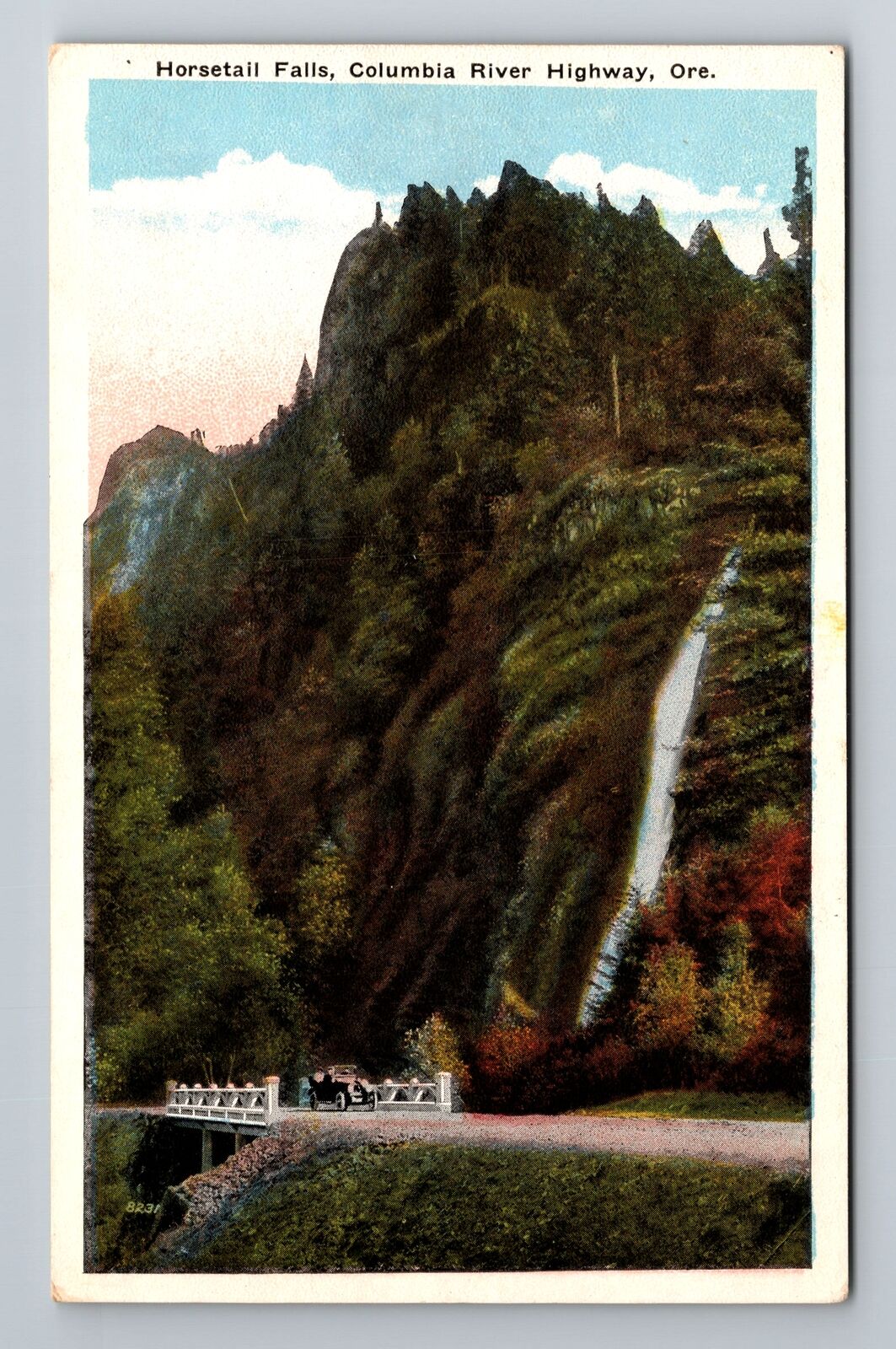 OR-Oregon, Horsetail Falls, Columbia River Highway, Antique, Vintage Postcard