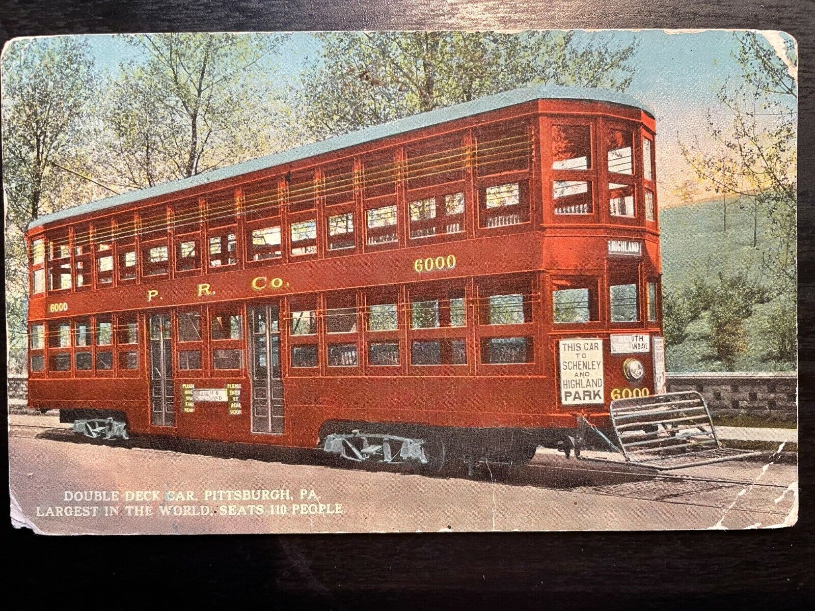 Vintage Postcard 1916 Double Deck Car Seats 110 Pittsburgh Pennsylvania