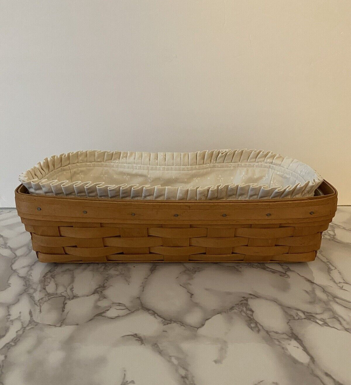 1994 Longaberger Basket includes Woodcraft Divider, Cloth & Plastic Liner