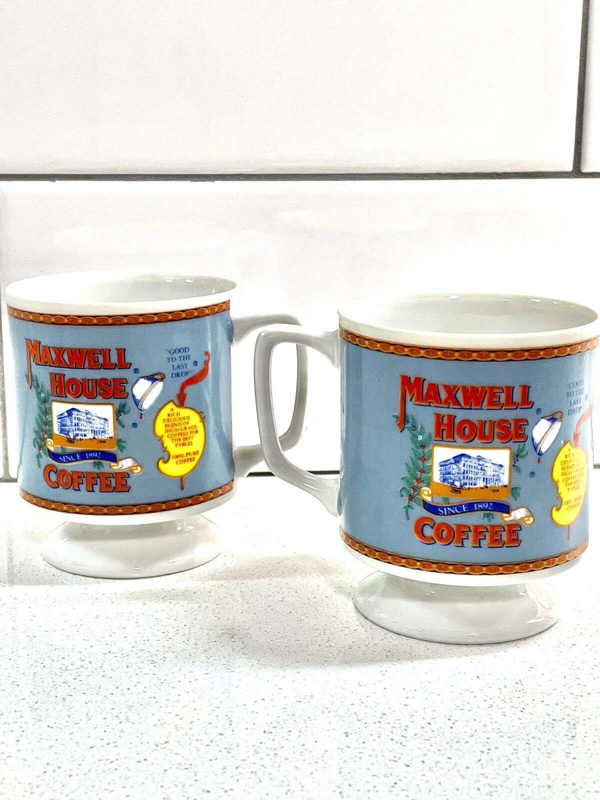 Vintage MAXWELL HOUSE COFFEE Cups Mugs 1970's Set Of 2
