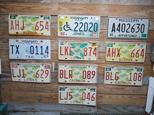 2018 Mississippi expired lot of (10)  Craft License plates AHJ 654