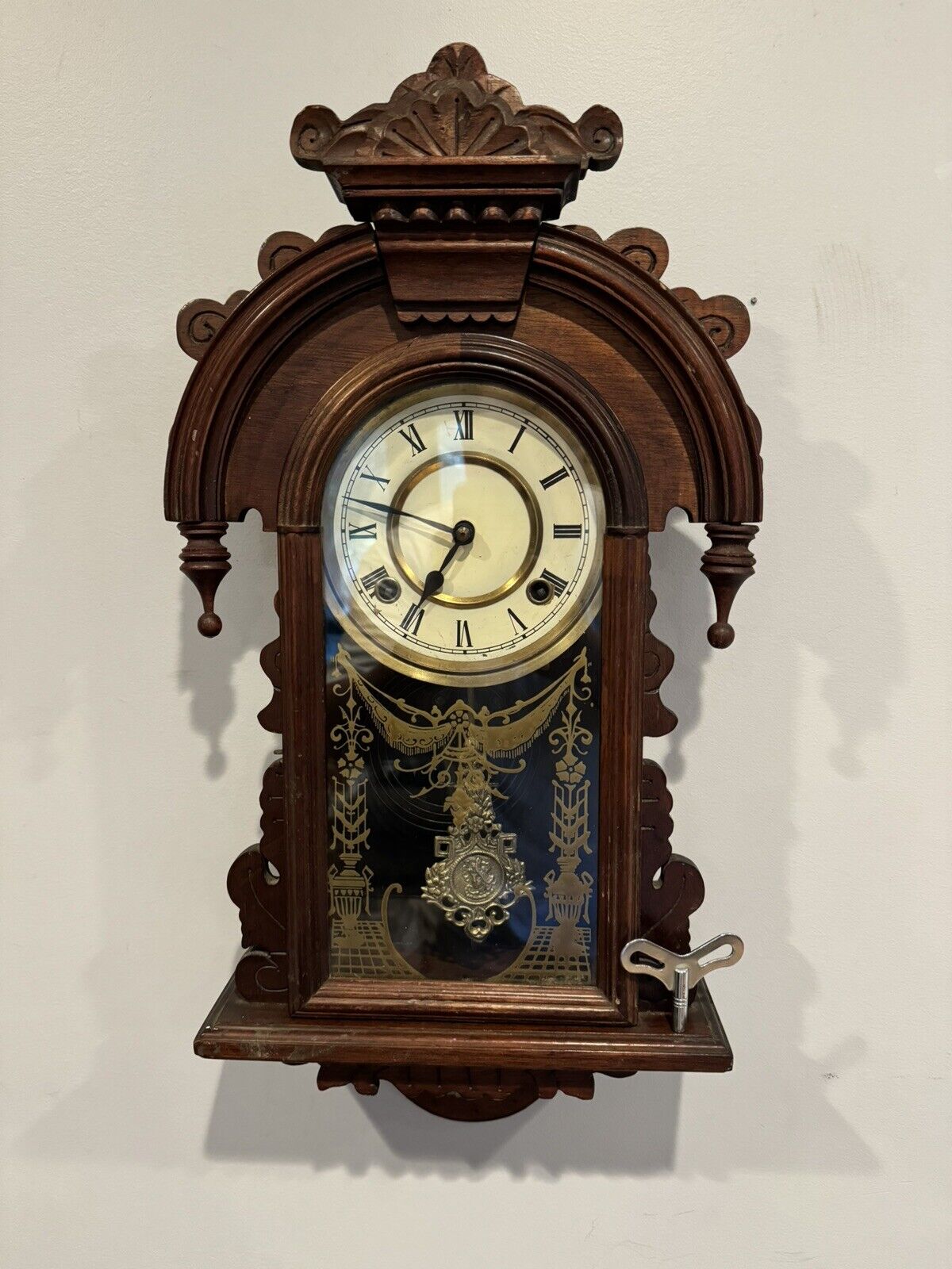 Vtg. 31 Day RA Pendulum Wall Clock With Key  Absolutely Beautiful 🔥🔥