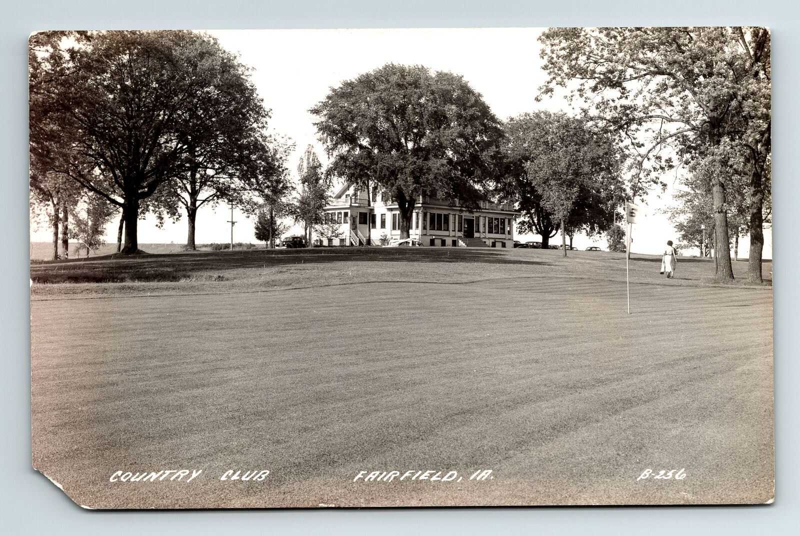 c1941 RPPC Postcard Fairfield IA Iowa Country Club Golf Fairway Green