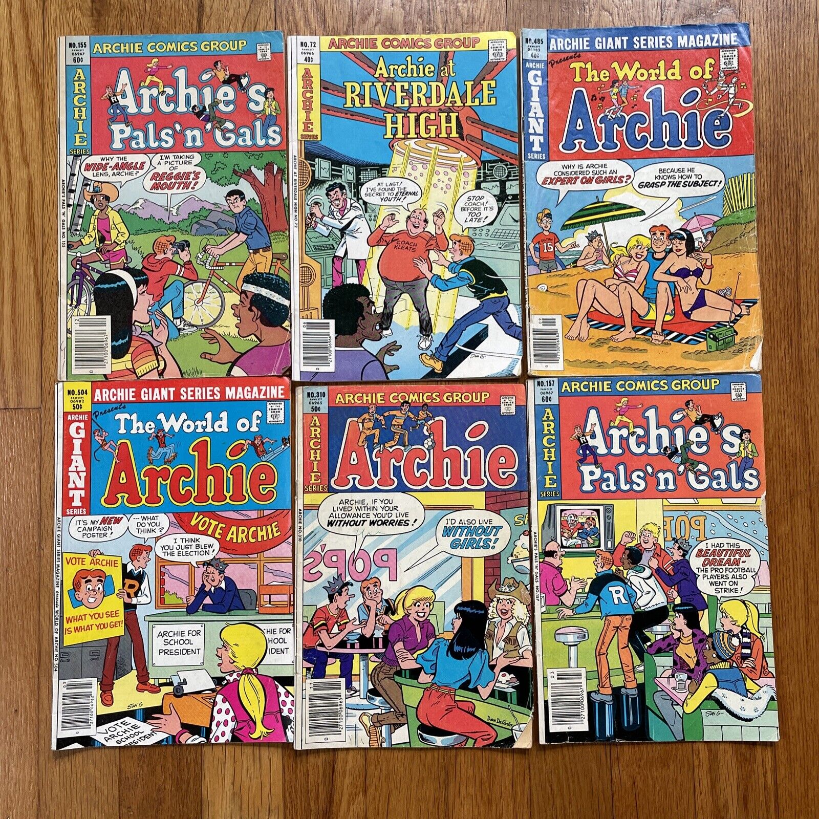 Archie Comic Books Mixed Lot Of 6 Pals And Gals Giant Vintage 80s