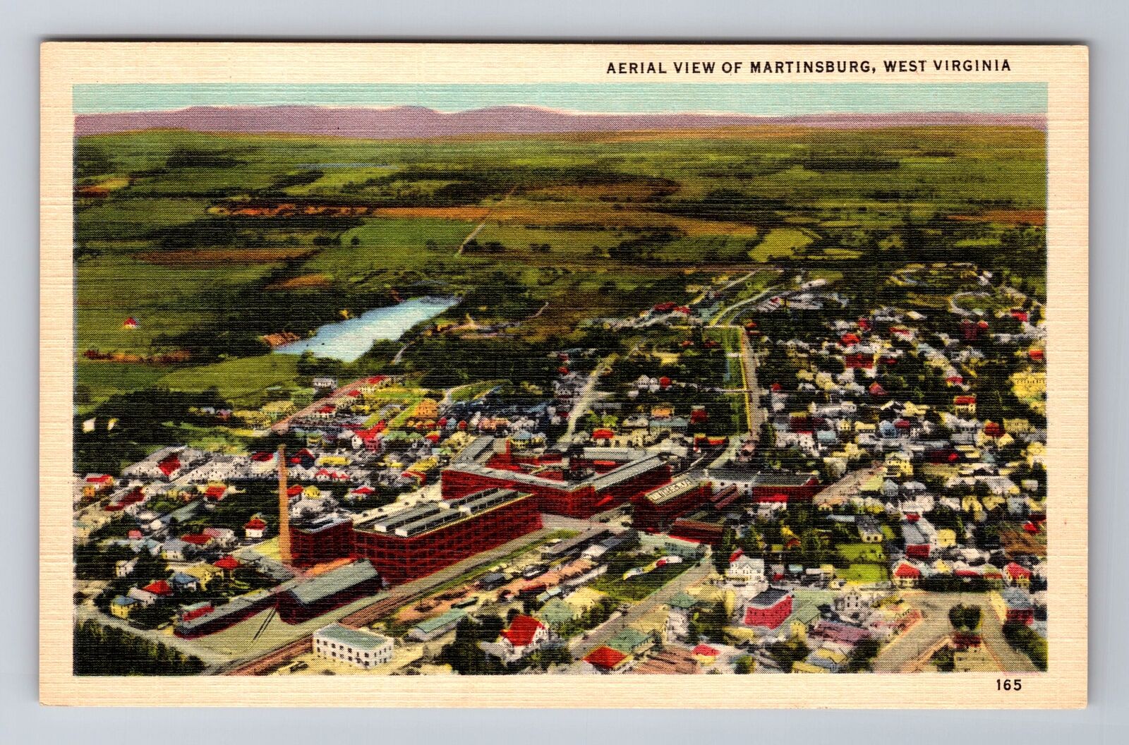 Martinsburg WV-West Virginia, Aerial View Martinsburg, Antique Vintage Postcard