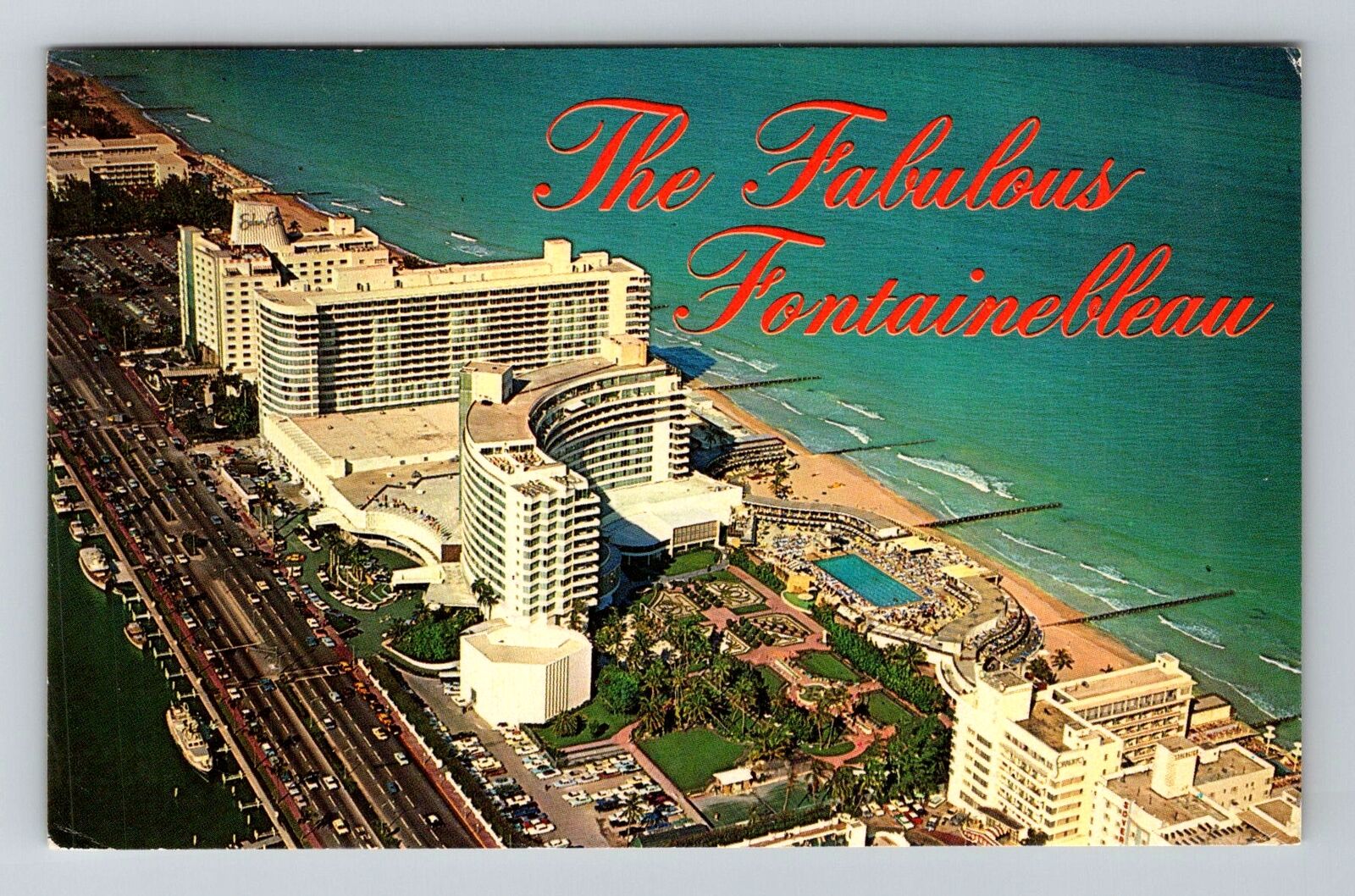 Miami Beach FL-Florida, Fontainebleau Hotel, Advertising, Vintage Postcard