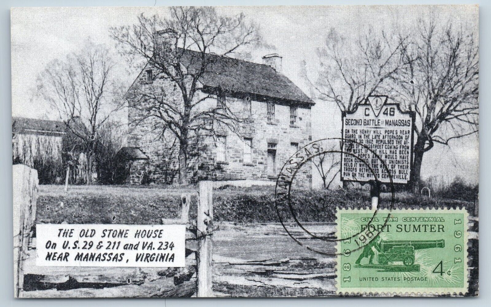 Postcard The Old Stone House Near Manassas Virginia Maximum Card Maxicard