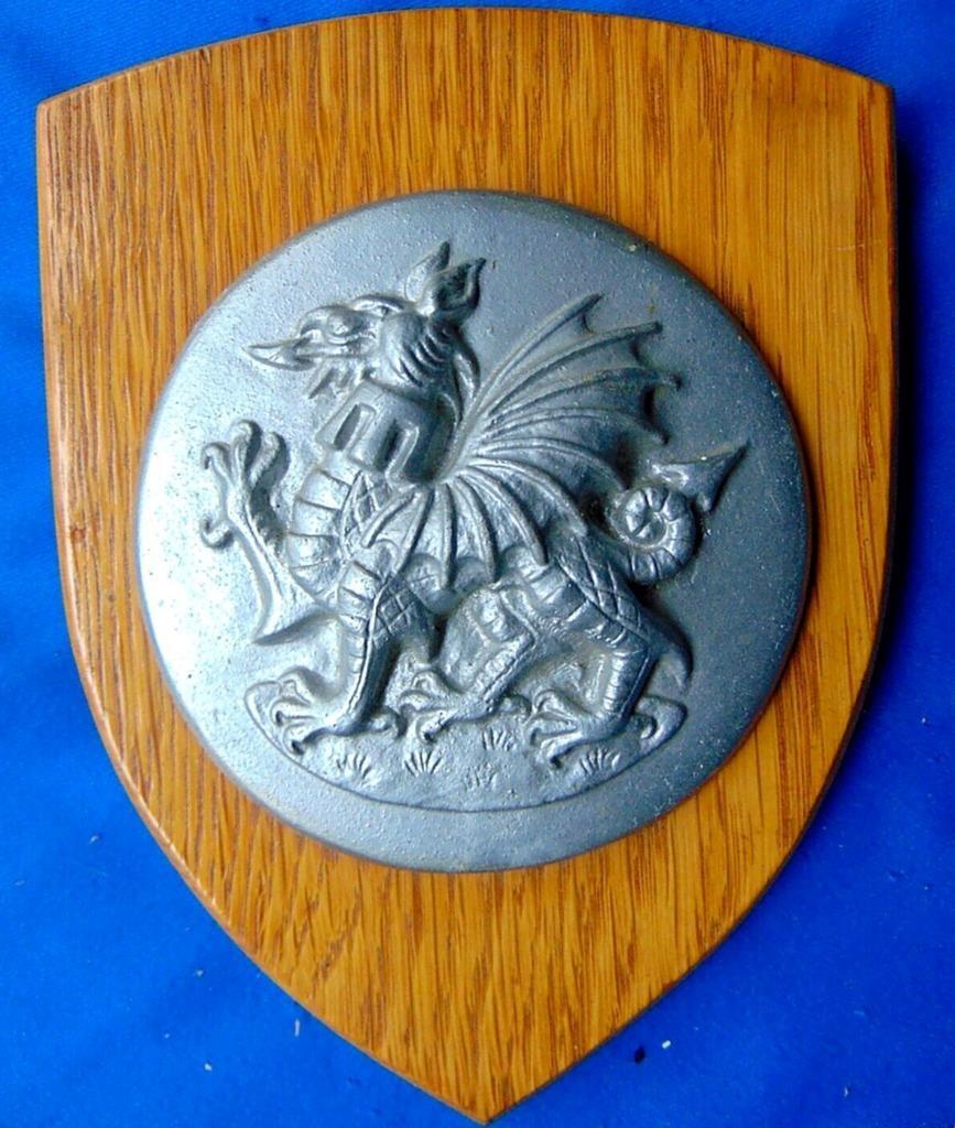 Vintage  University of Wales Dragon College School Crest Shield Plaque cm