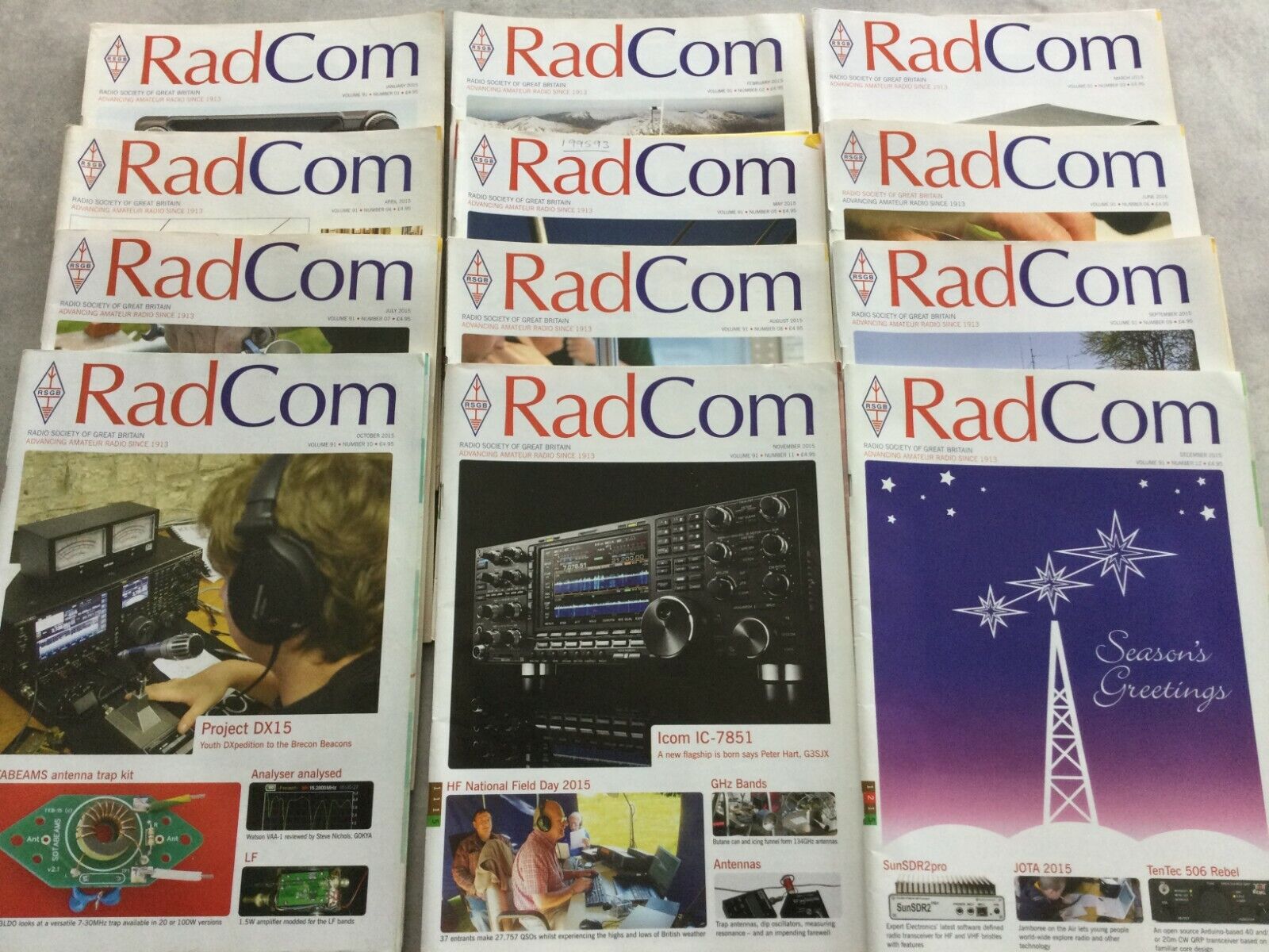 12 Copies of Rad Com (Radio Communication) Magazine - 2015 - Full Year