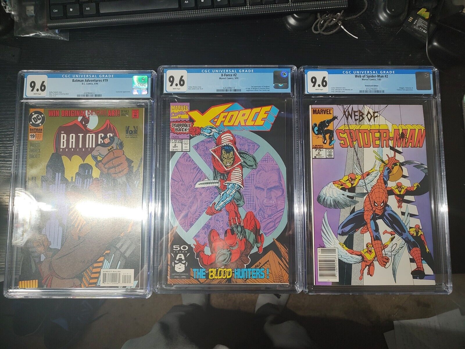 CGC 9.6 Graded Lot (3) X-Force #2, Web Of Spider-Man #2, Batman Adventures #19