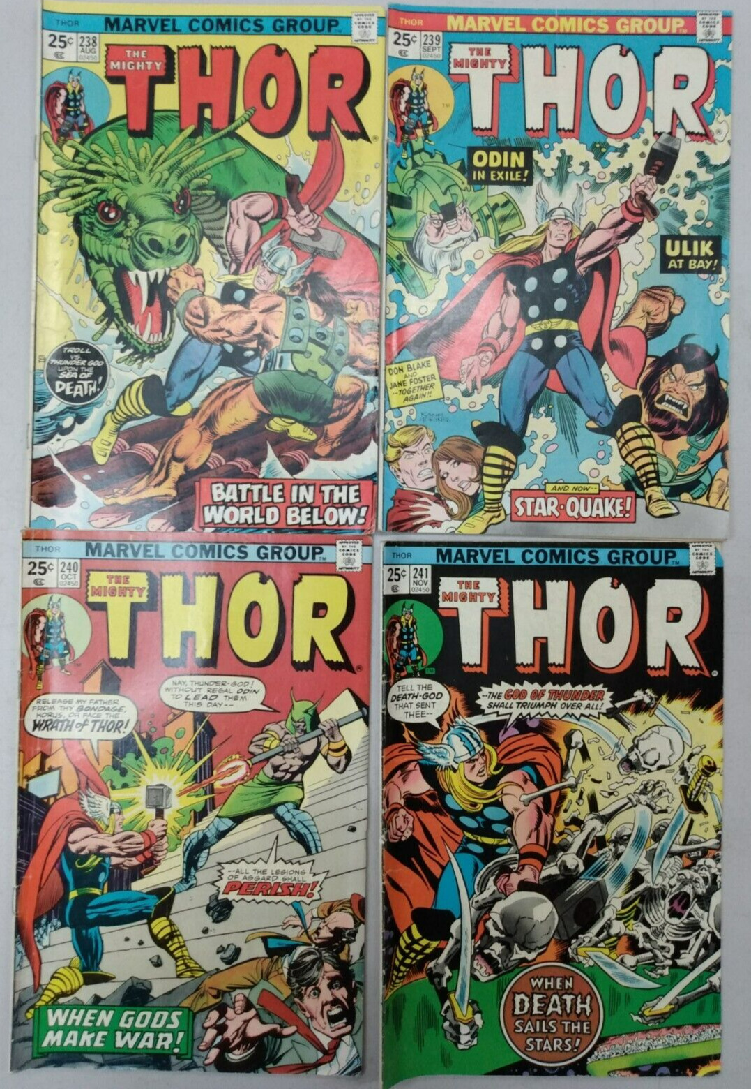 Thor #246 #247 #249 #251 Marvel 1976 Comic Books