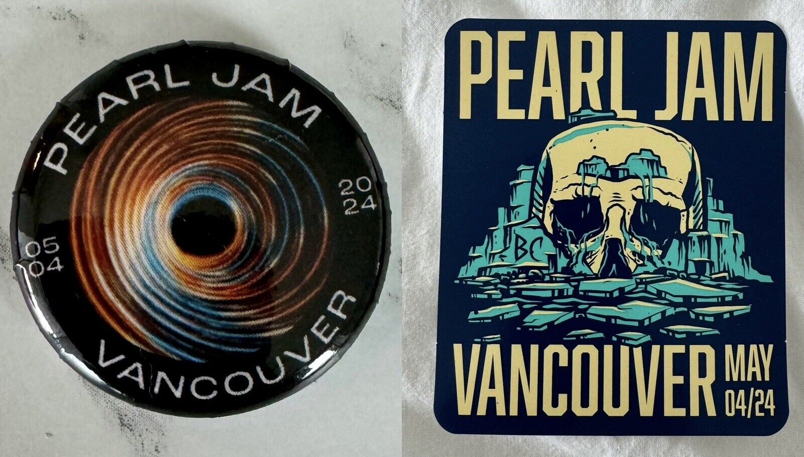 PEARL JAM STICKER & PIN BUTTON VANCOUVER CANADA  5/4/2024 DARK MATTER TOUR