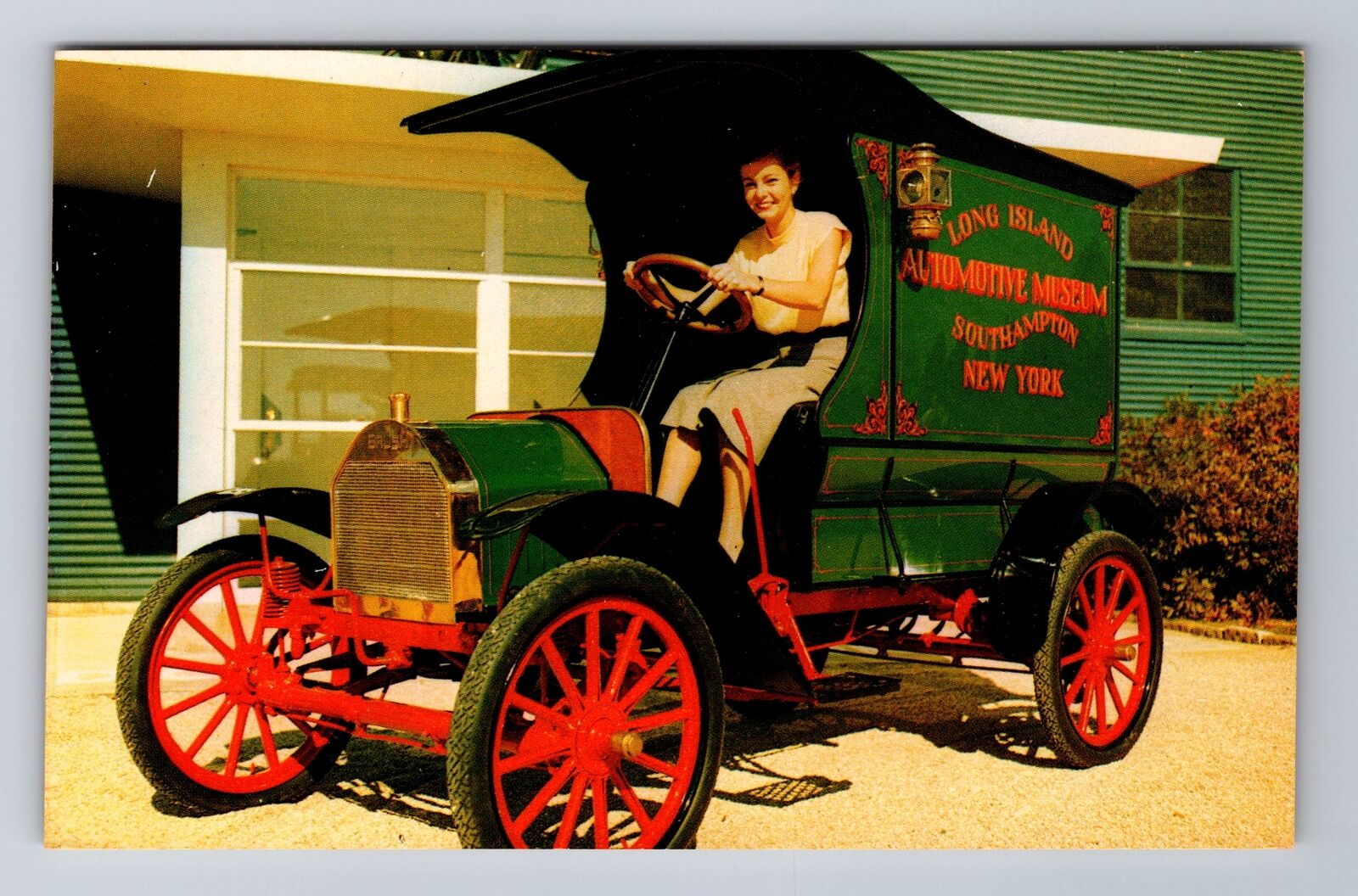 Southampton NY-New York, 1911 Brush Delivery Car, Antique Vintage Postcard