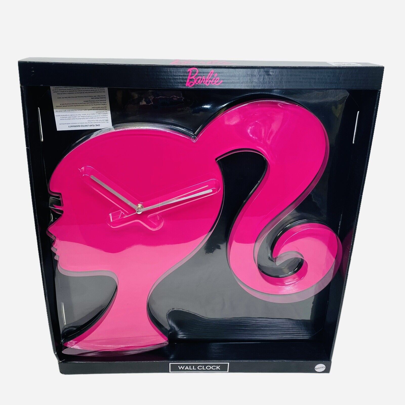 Barbie Silhouette Ponytail Hot Pink Wall Hanging Clock 18\