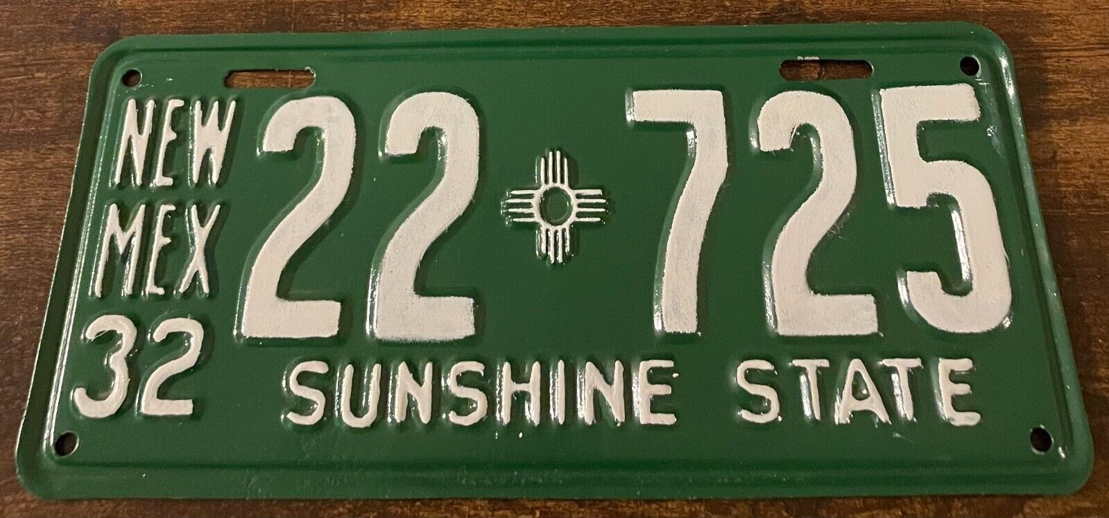 Vintage 1932 New Mexico License Plate 22 725 RESTORED