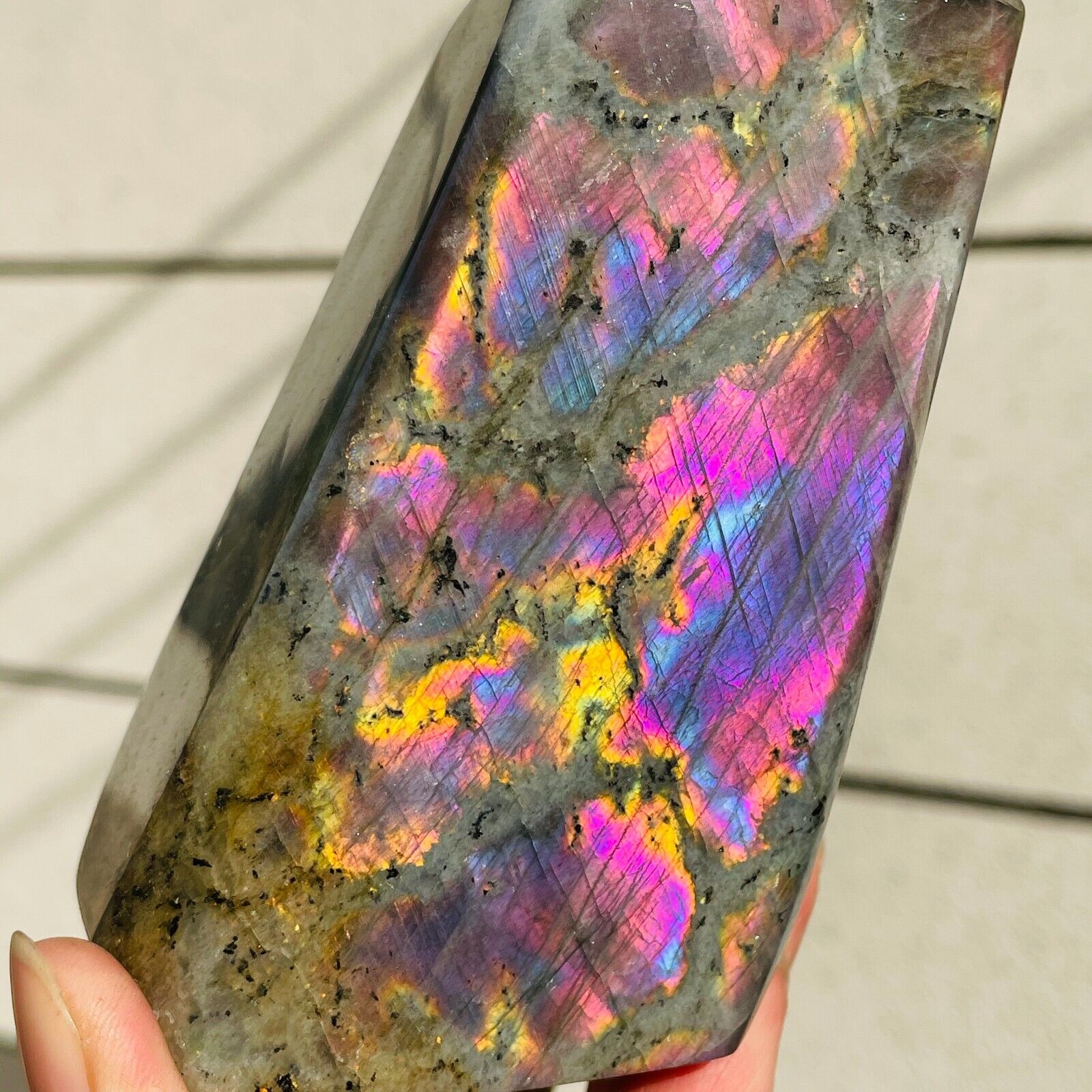 662g Rare Amazing Natural Purple Labradorite Quartz Crystal Specimen Healing