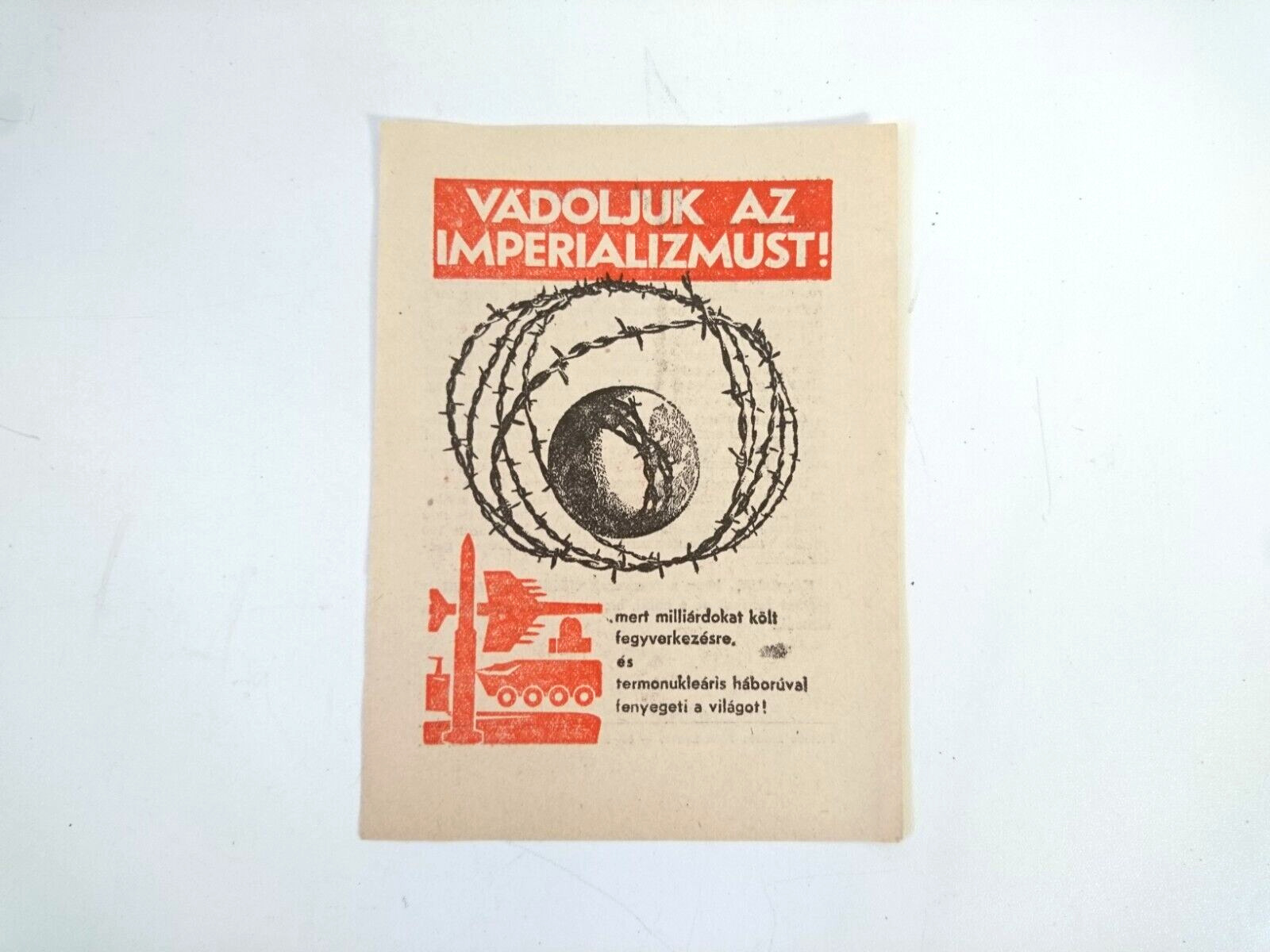 Anti Nuclear Anti Imperialist Communist Propagnada Flyer Cold War Hungary 1960s