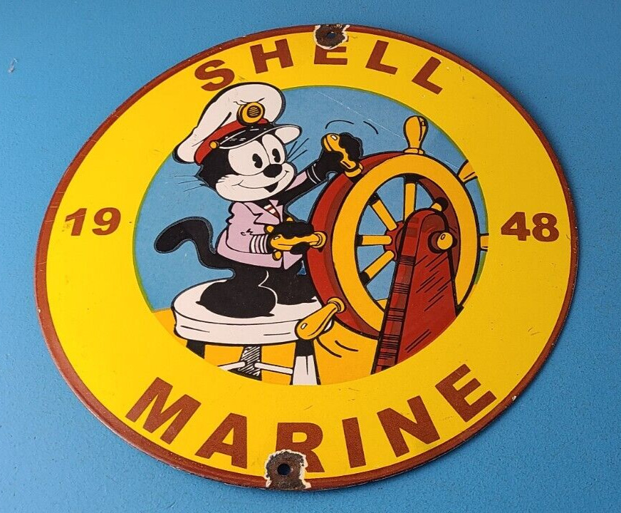 Vintage Shell Gasoline Sign - Felix Gas Pump Service Automobile Motor Oil Sign