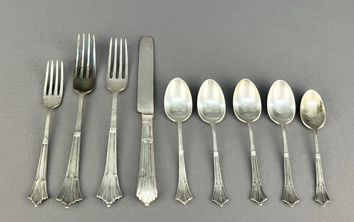 9 Pc Set Santa Fe Railroad Dining Car Flatware Set, Knife, 3 Forks, 5 Spoons