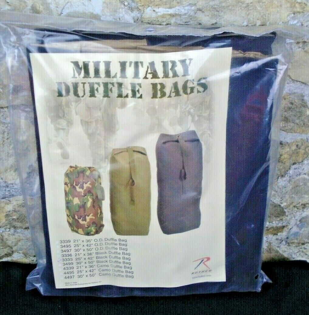 NOS Rothco Tactical Black Military Top Load Duffle Bag 25\