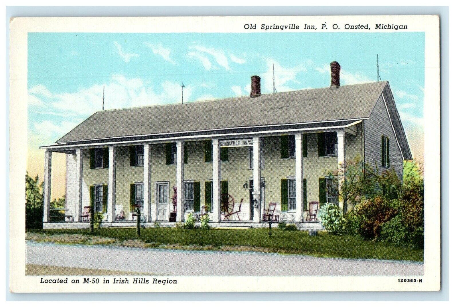 c1920's Old Springville Inn P. O. Irish Hills Onsted Michigan MI Postcard