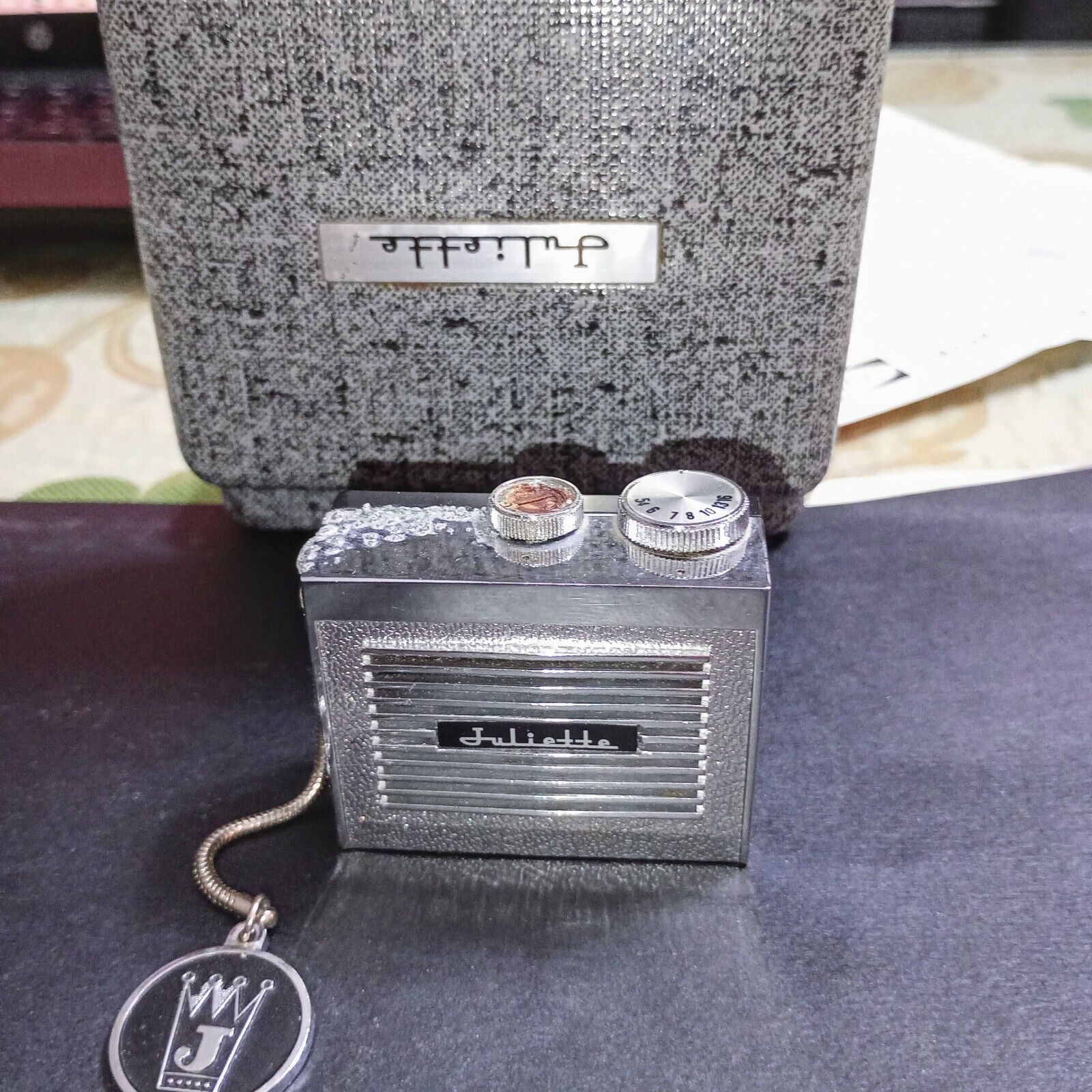 Vintage Juliette Super Micro Nine Transistor Japan Mini Complete Radio black/sil