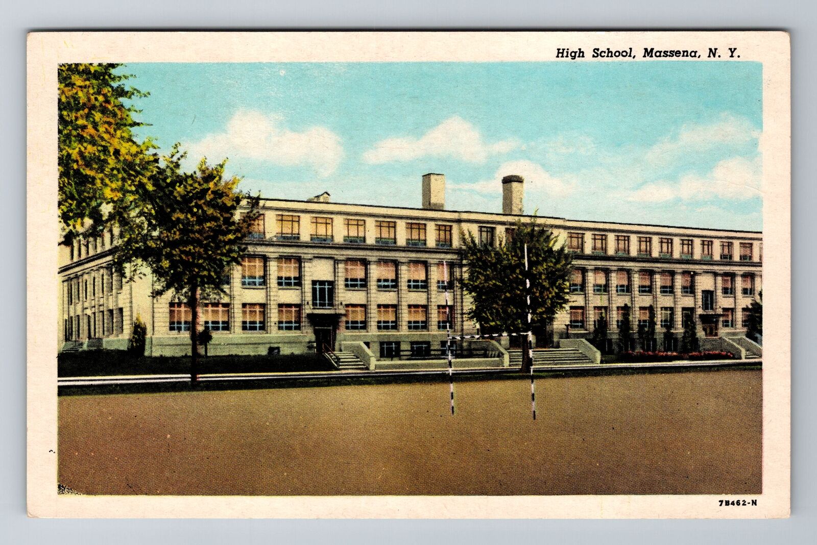 Massena NY-New York, High School, Antique, Vintage Souvenir Postcard