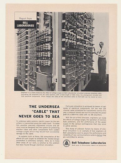 1963 Bell Telephone Labs Simulated Undersea Cable Ad