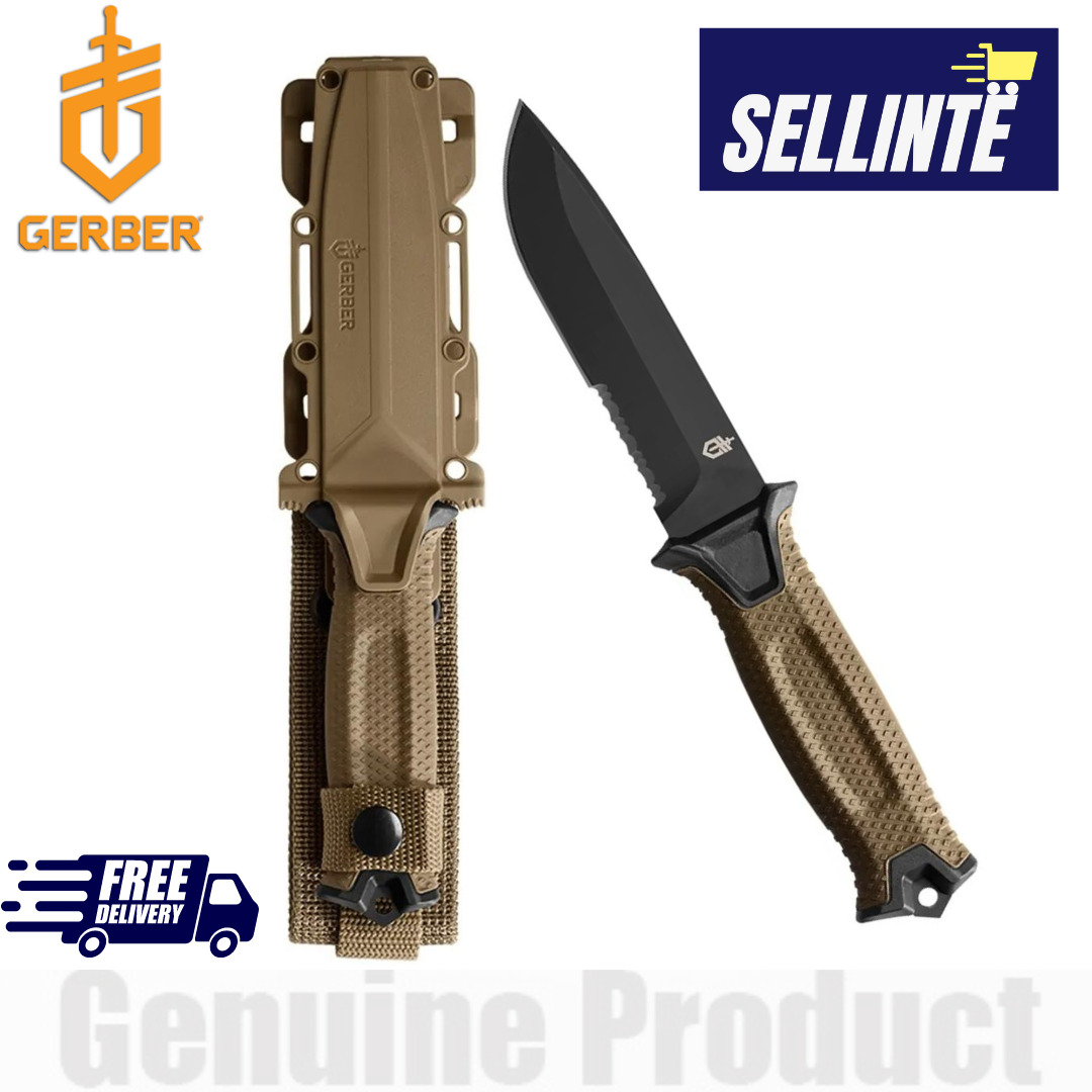 Gerber Strongarm Fixed Blade Tactical Knife Survival Coyote Serr Edge 0871216B
