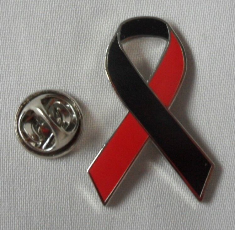 *NEW* Sepsis Awareness red and black ribbon enamel pin badge. Charity.