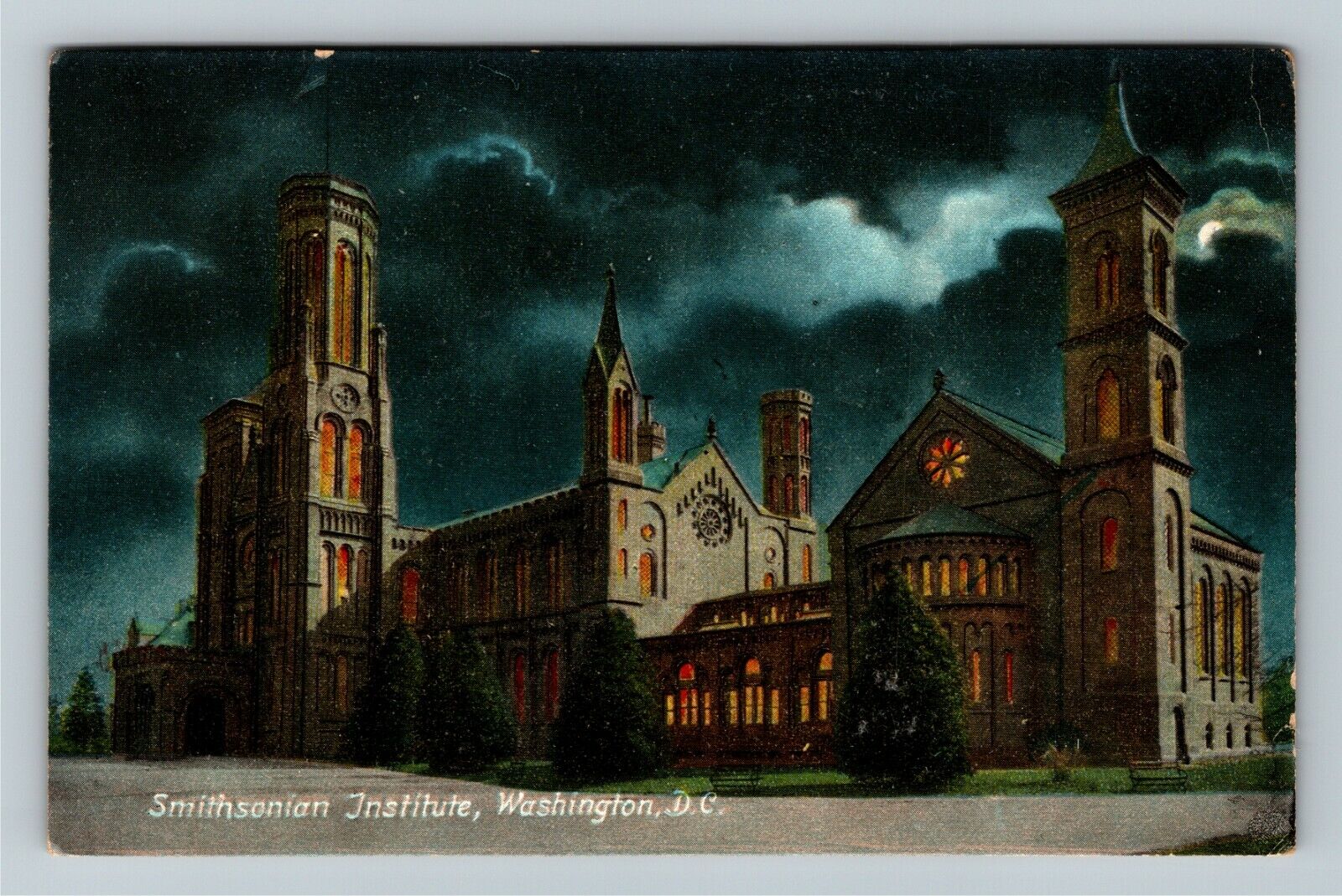 Washington DC-Washington DC, Smithsonian Institute, Panoramic, Vintage Postcard