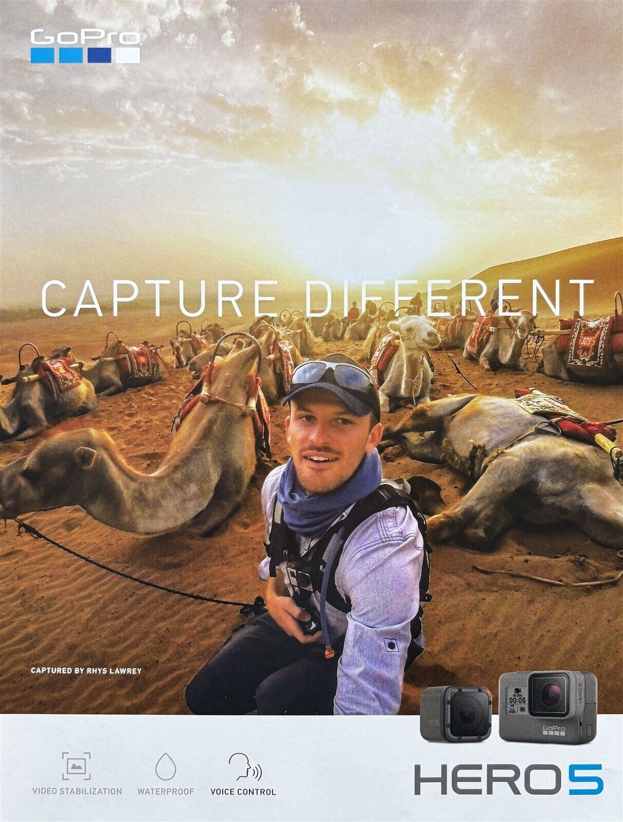 2015 GoPro Hero5 Capture Different by Rhys Lawrey Sunset With Camels PRINT AD