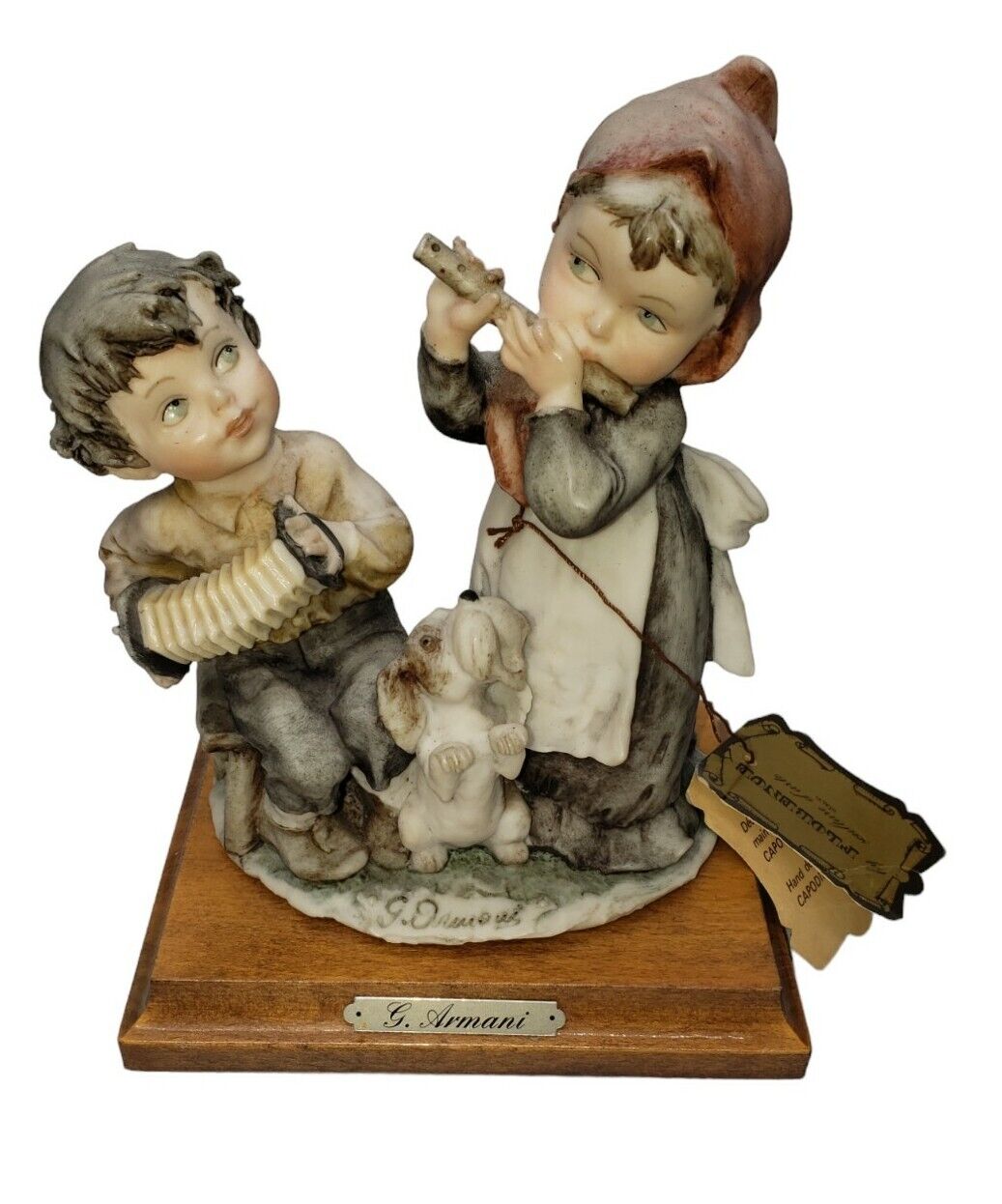 G.Armani Capodimonte Florence Statuette Porcelain Boy and Girl Playing Music