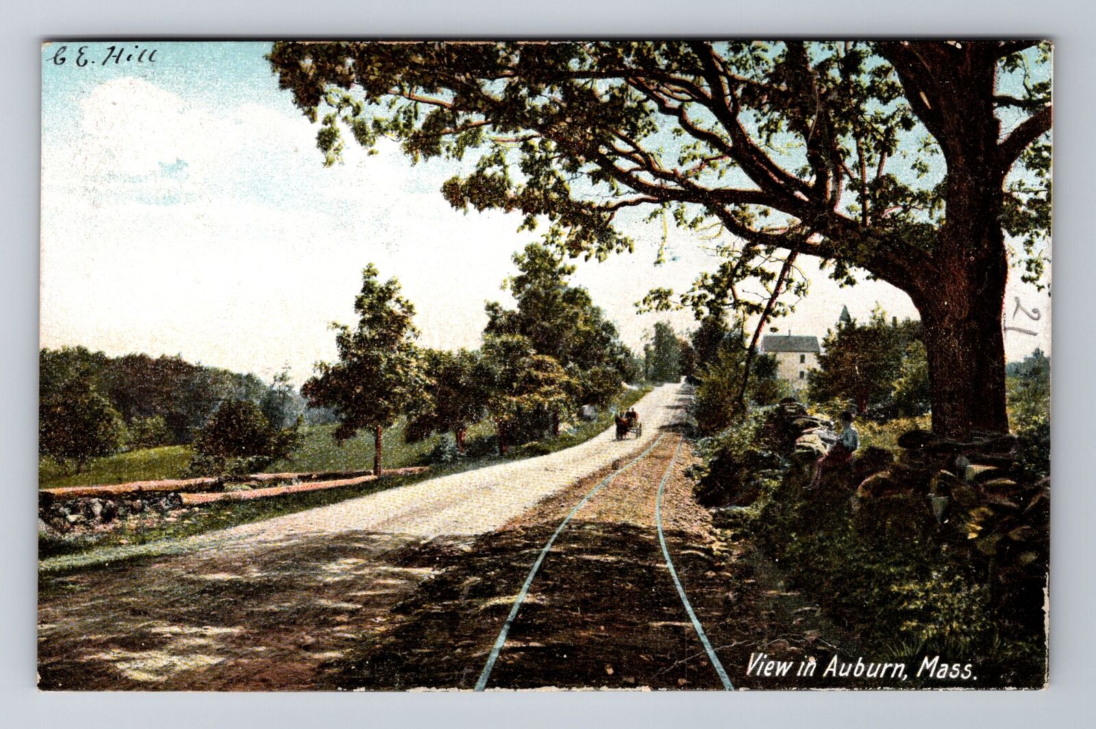 Auburn MA-Massachusetts, Scenic Roadway, Auto, Vintage c1907 Souvenir Postcard
