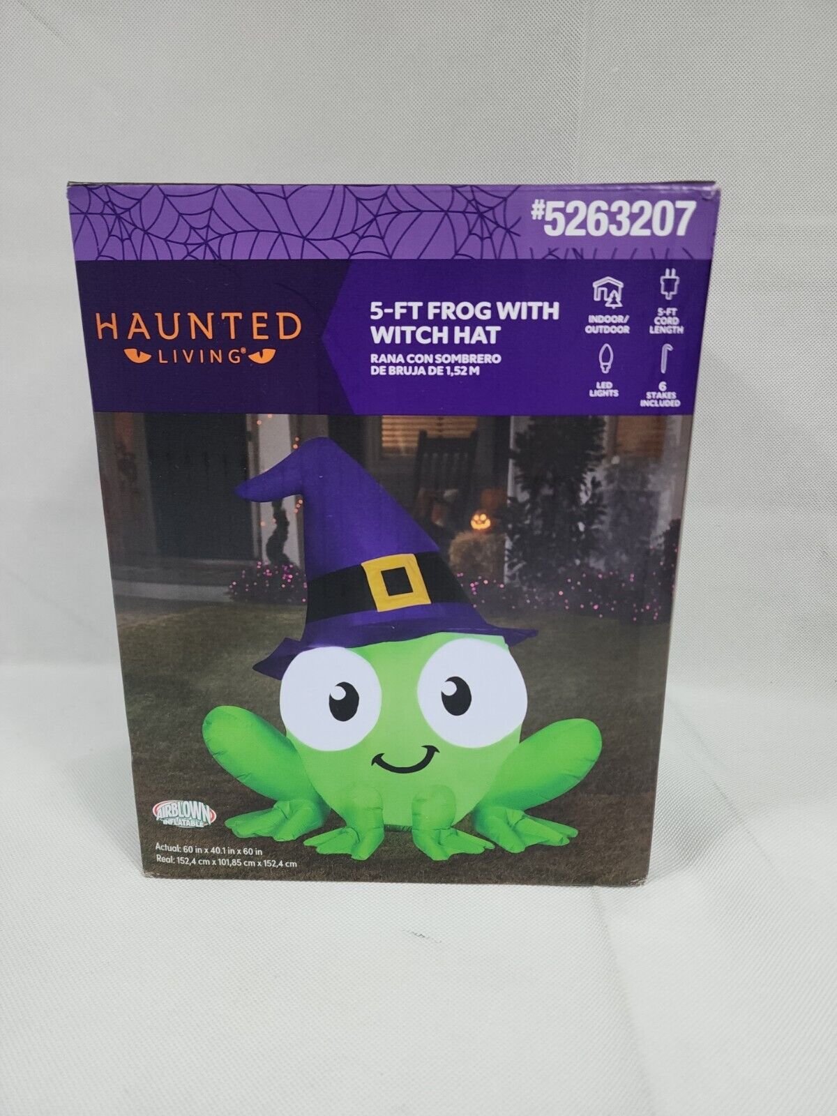 Gemmy Halloween 6 ft Frog with Witch Hat Airblown Inflatable