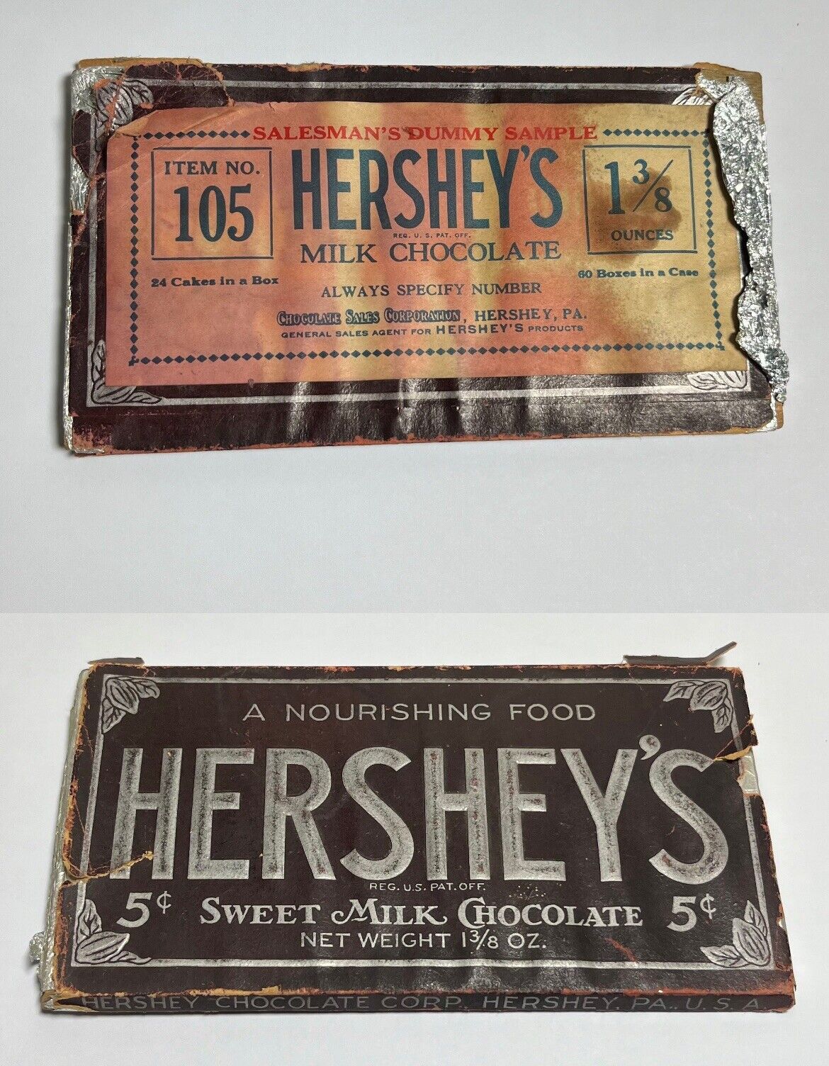 RARE C 1912 Antique HERSHEY’S Salesman Dummy Sample Chocolate Bar UNOPENED PA Ad