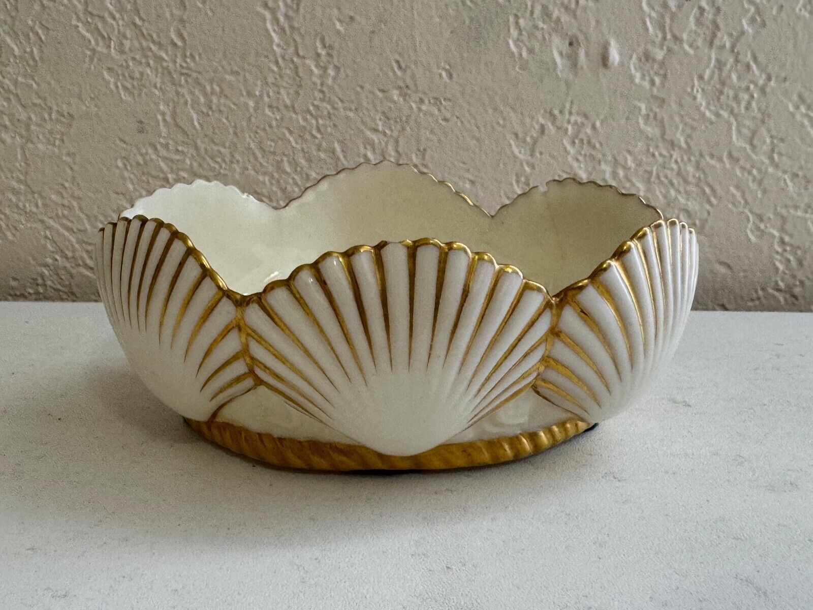 Antique Royal Worcester Porcelain Open Sugar Bowl w/ Shell Form Design