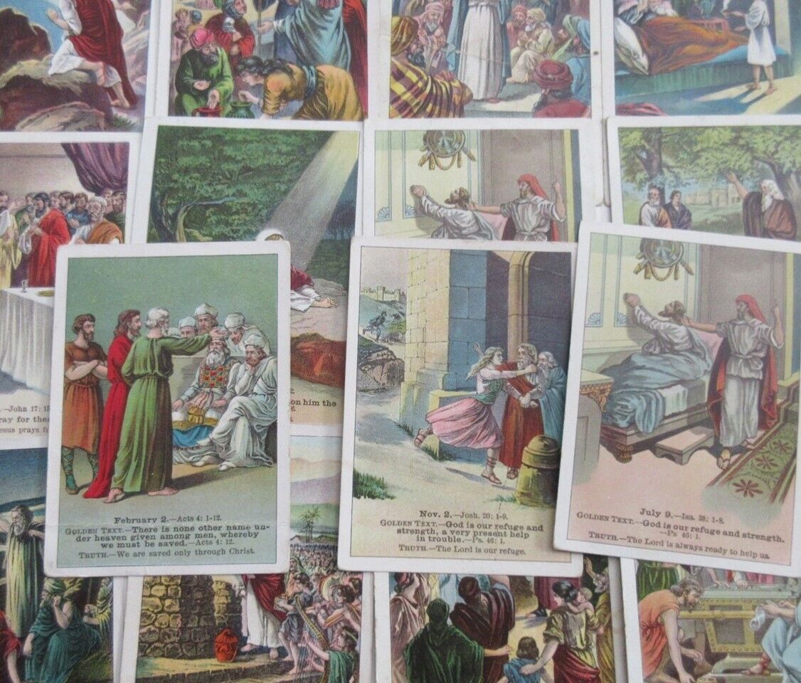 1902 1905 Christian Bible Lessons Picture Cards David C. Cook Lot of 23