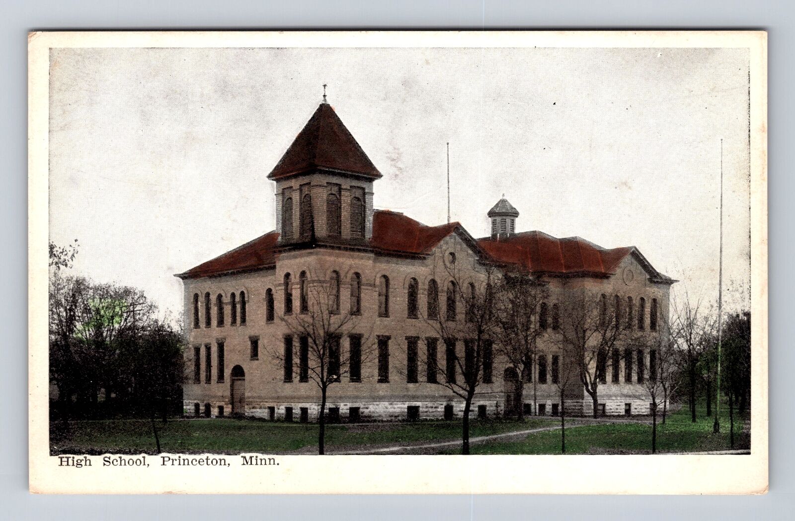 Princeton MN-Minnesota, High School, Antique, Vintage Postcard