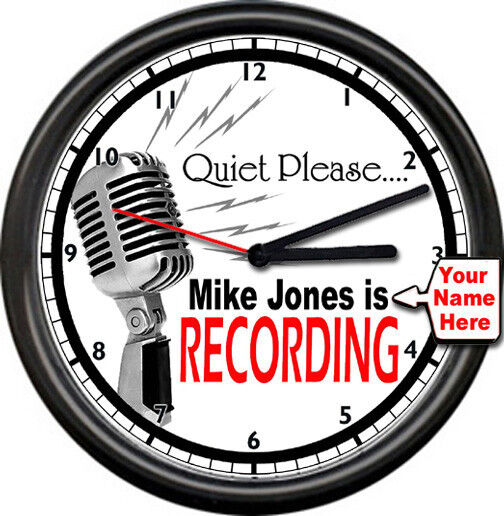 Recording Studio Personalized Your Name Here Microphone Record Sign Wall Clock