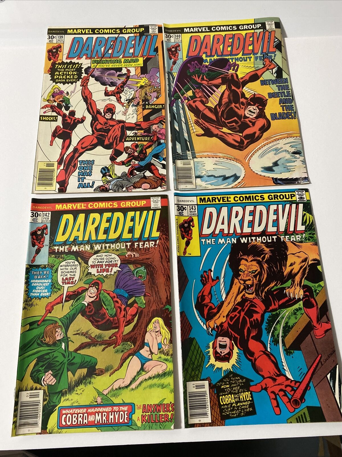 Daredevil Bronze Age Lot 139, 140, 142, 143 Marvel Comics 1975 Cobra Mr Hyde