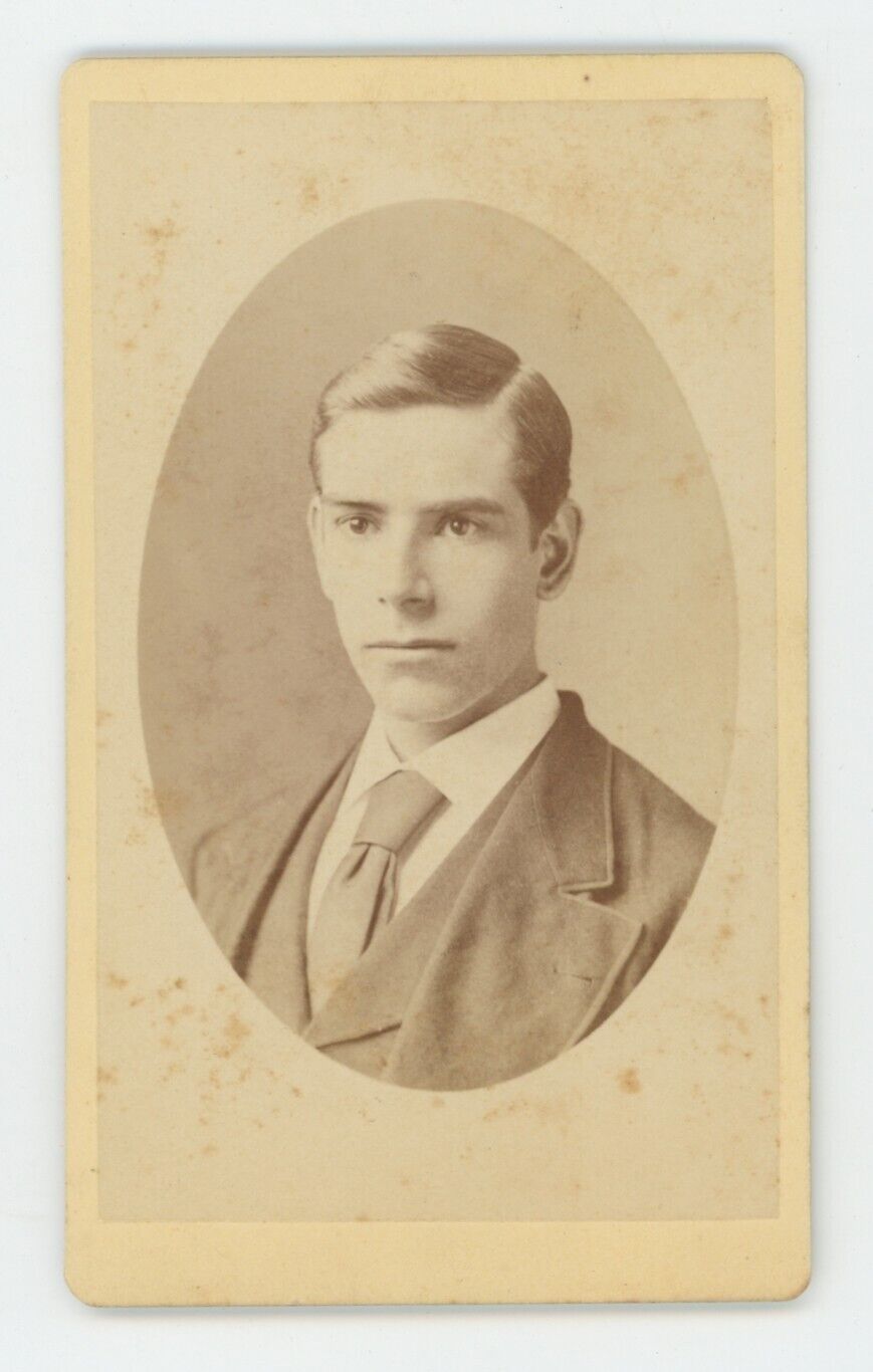 Antique CDV Circa 1890s Handsome Young Man in Suit & Tie R.A. Lewis New York, NY