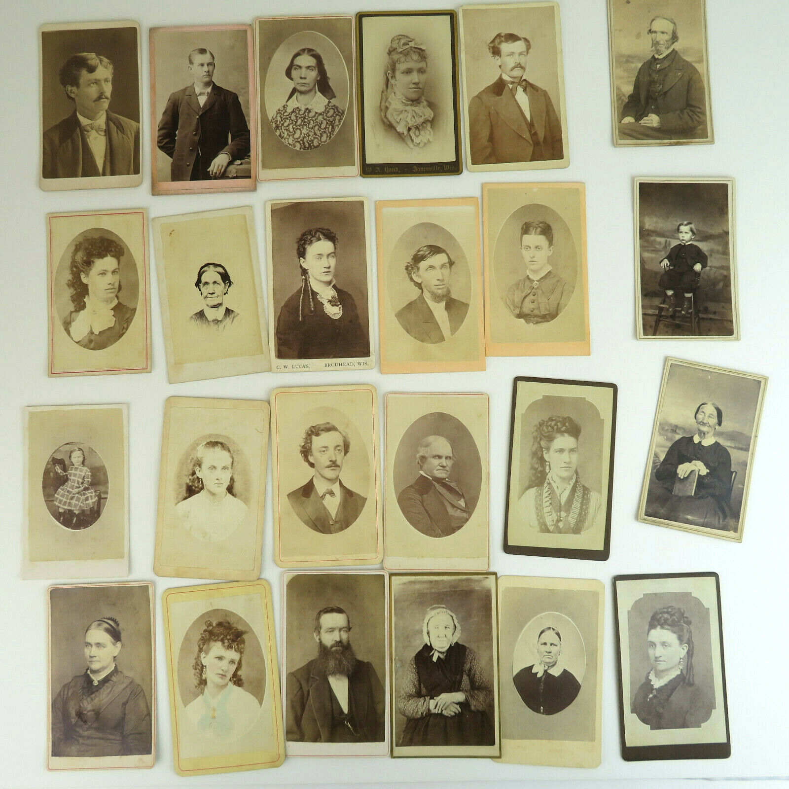 Vintage Cabinet Cards 1890\'s - Brodhead, Janesville, Monroe, Portage,  Lot of 24