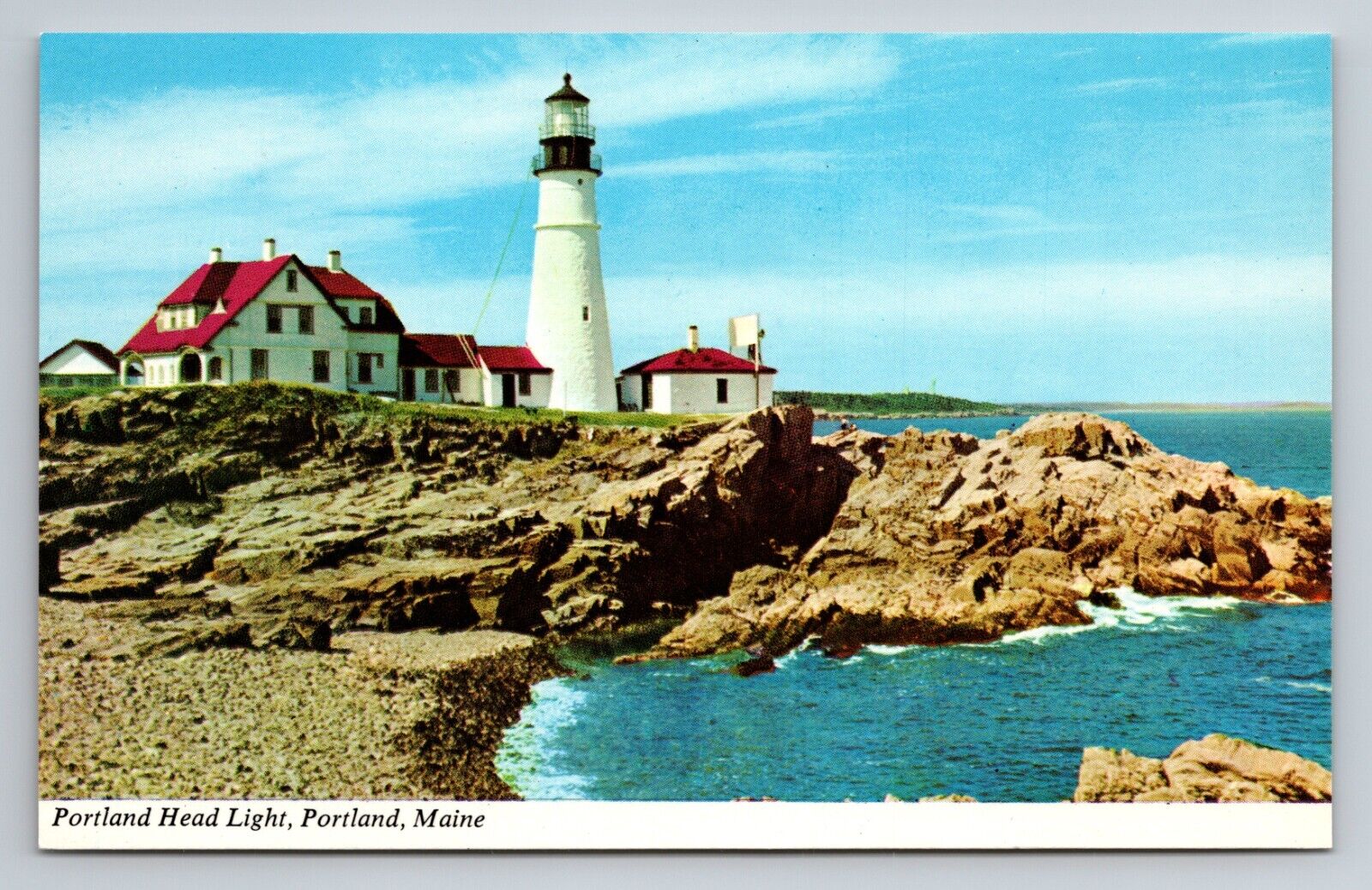 Portland Head Light Portland Maine Vintage Unposted Postcard Lighthouse
