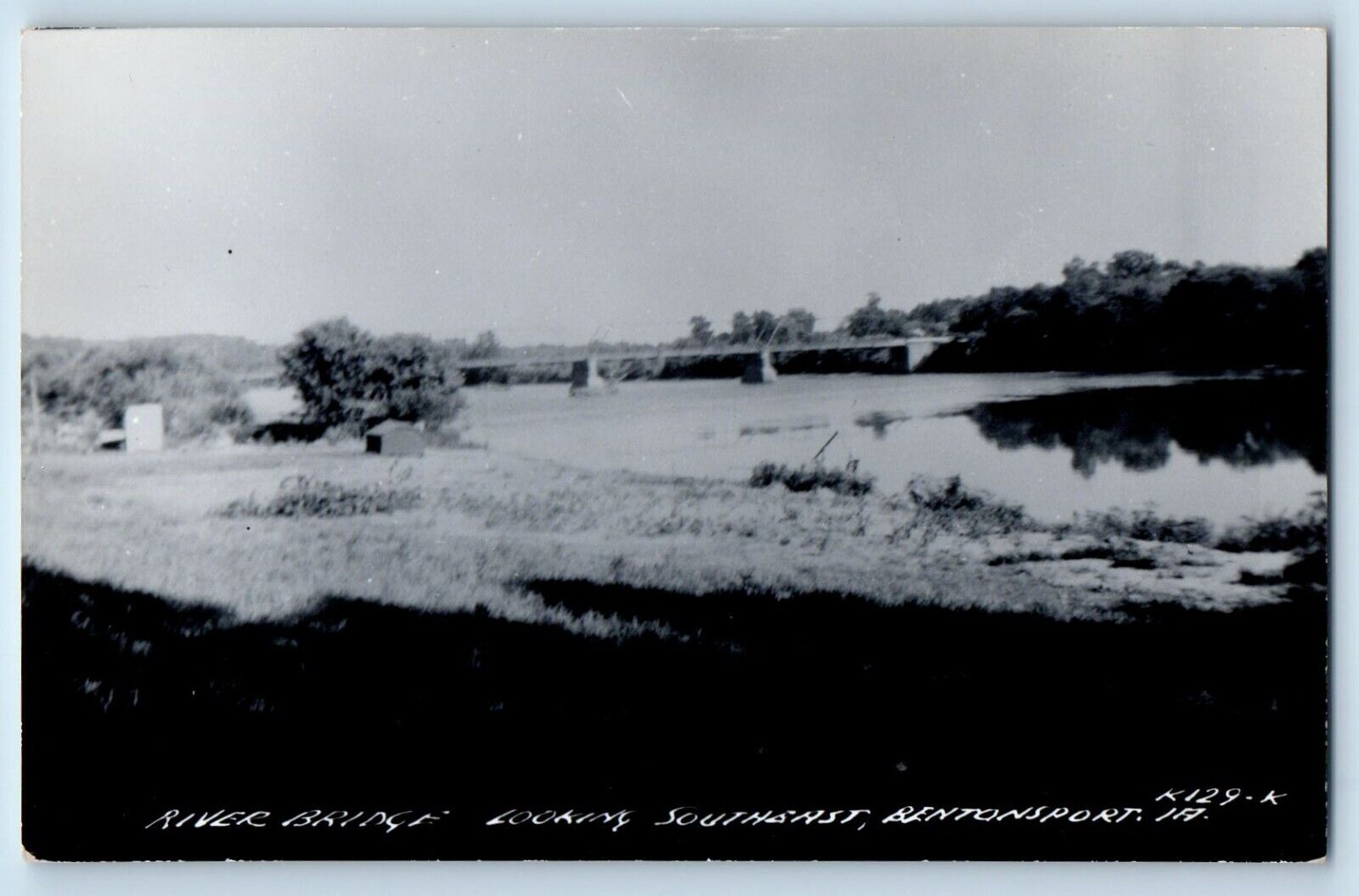 Bentonsport Iowa IA Postcard RPPC Photo River Bridge Looking Southeast c1940's