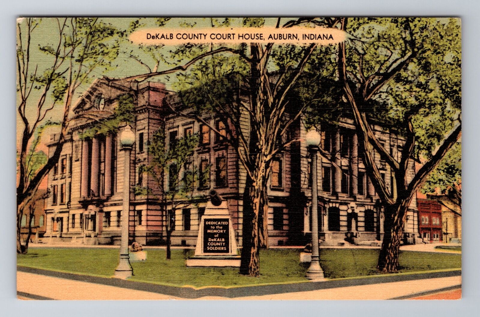 Auburn IN-Indiana, DeKalb County Courthouse, Antique Vintage Souvenir Postcard