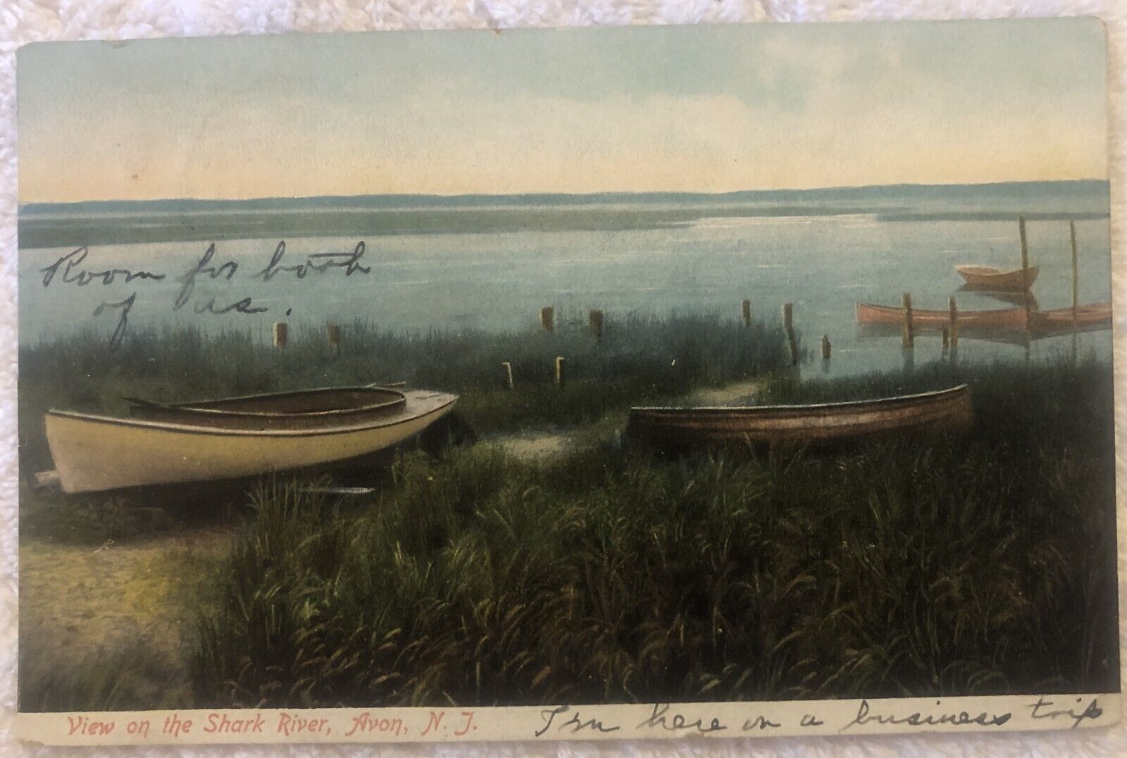Vintage Post Card Shark River, Avon N.J. Posted 1910, Litho Chrome